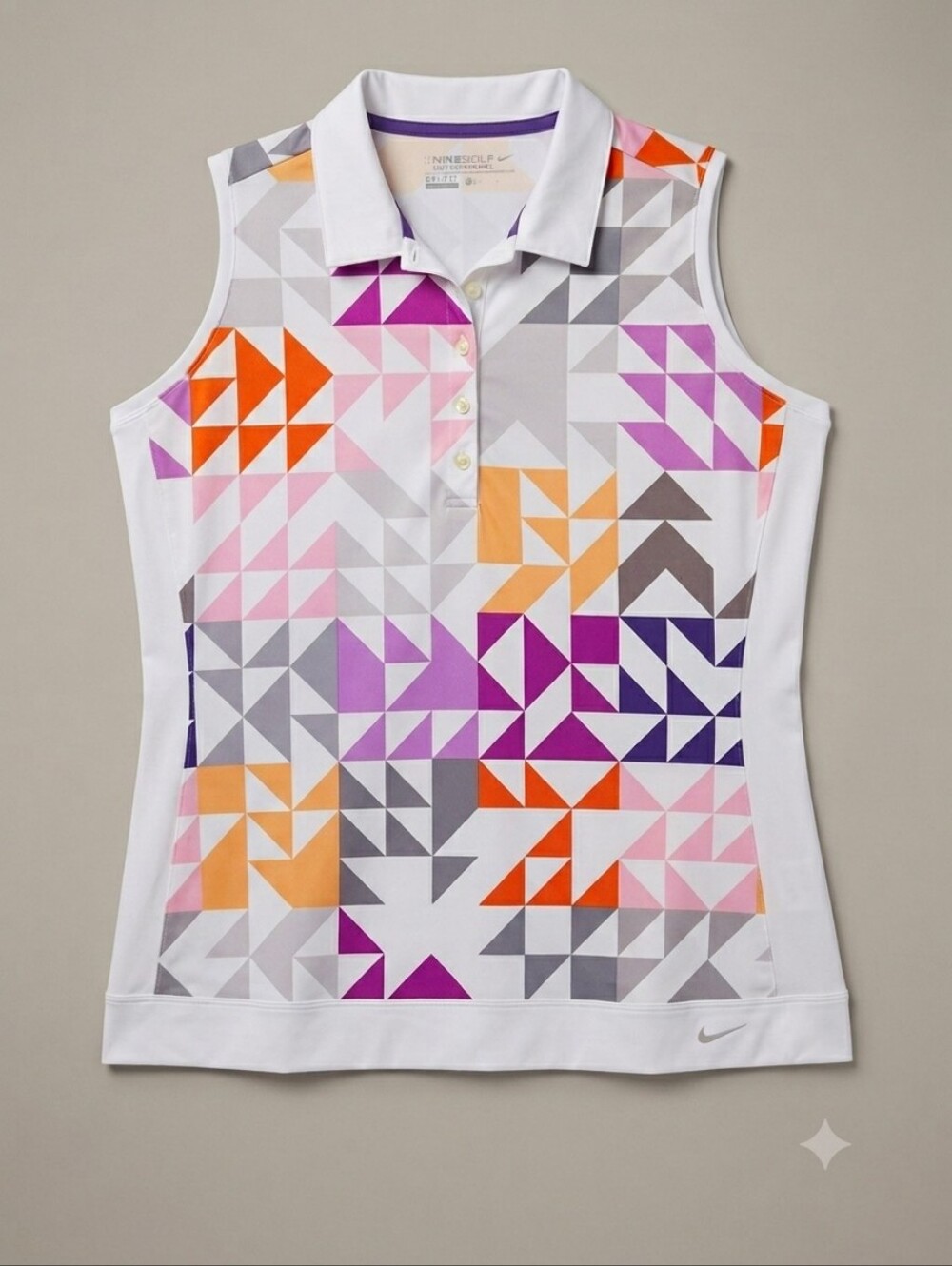Nike Golf Tour Performance Women's Sleeveless Dri-FIT Polo Geometric Print Sz L